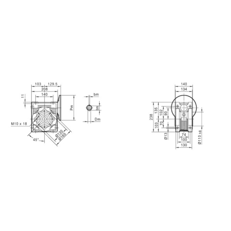 PRZEKŁADNIA SILNIKA ELEKTRYCZNEGO 100/112B5 I=7,5